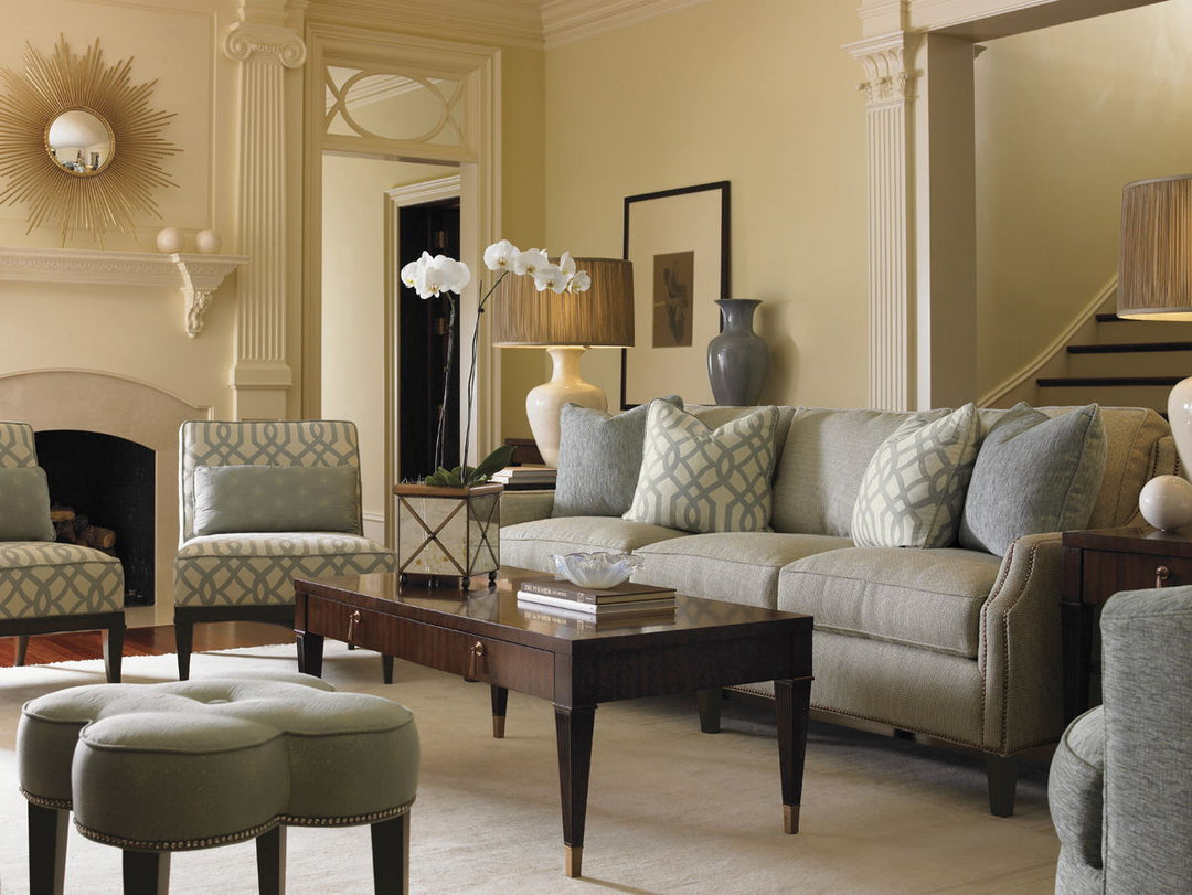 Lexington Upholstery - Pampelonne Ottoman - Beige / Dark Brown