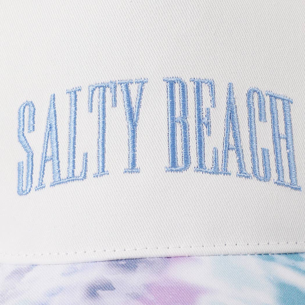 SALTY BEACH Embroidery Tie Dye Pattern Trucker Hat