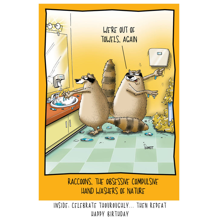 Frequent Hand Washing Raccoons | Funny Birthday Card