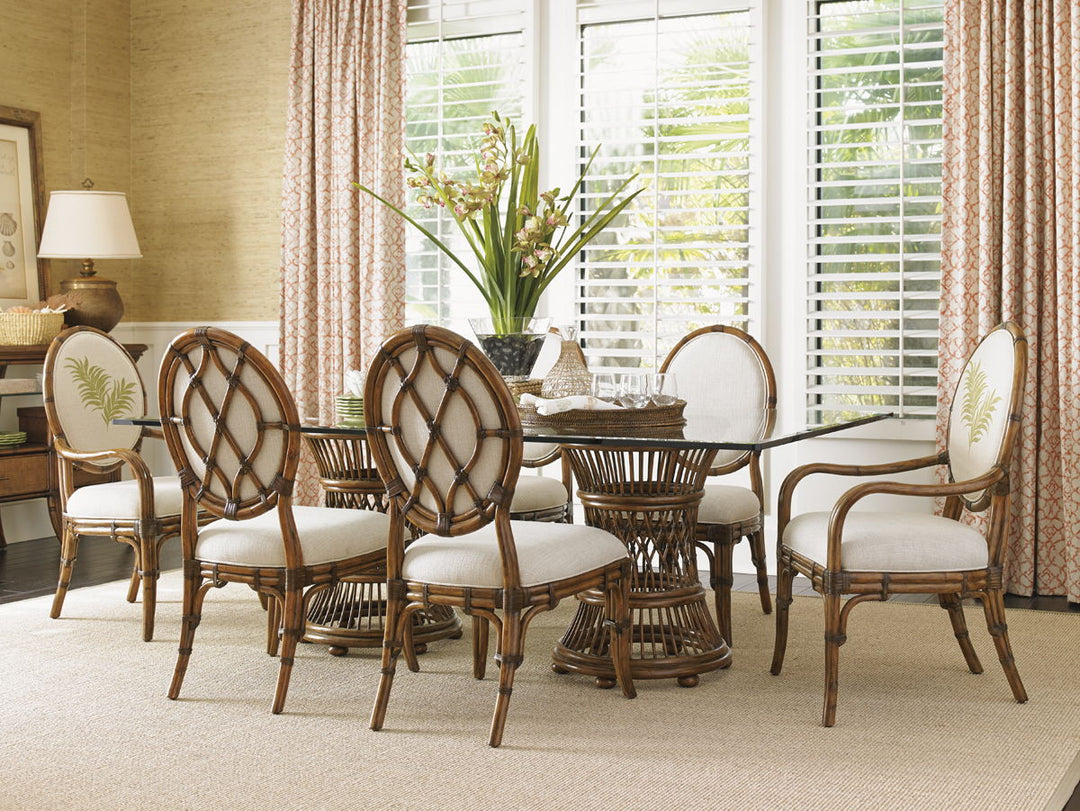 Bali Hai - Aruba Dining Table With 84 X 48" Glass Top - Dark Brown