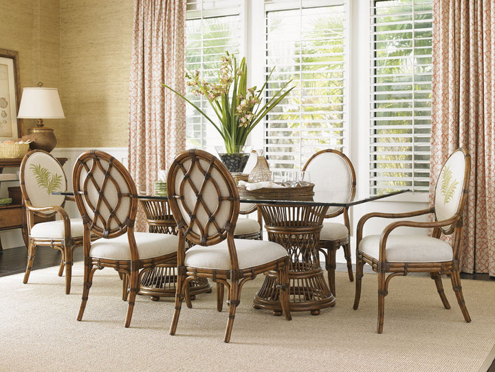 Bali Hai - Aruba Dining Table With 84 X 48" Glass Top - Dark Brown