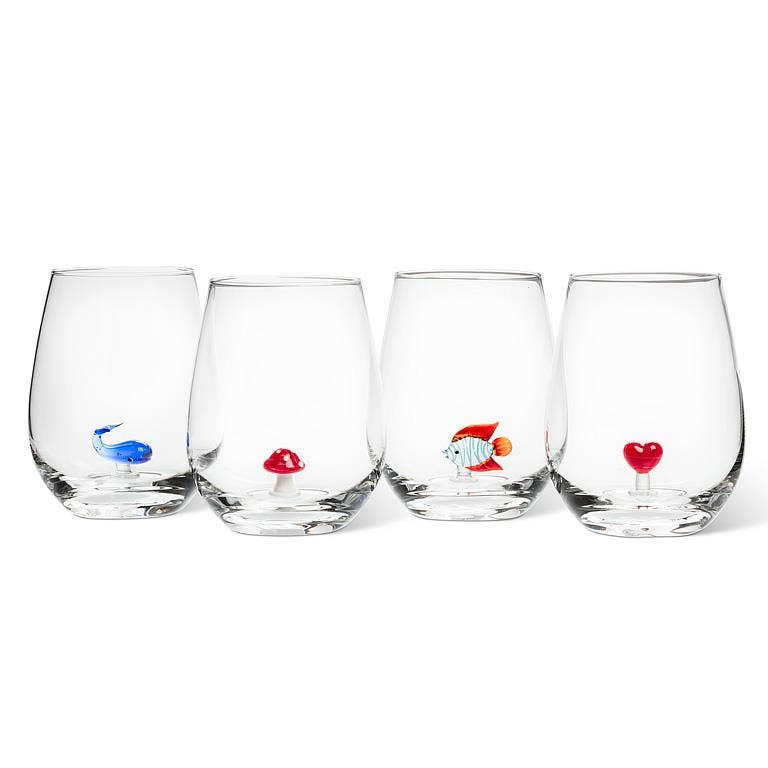 Fish Icon Stemless Wine Glass-4.5"H (20oz)