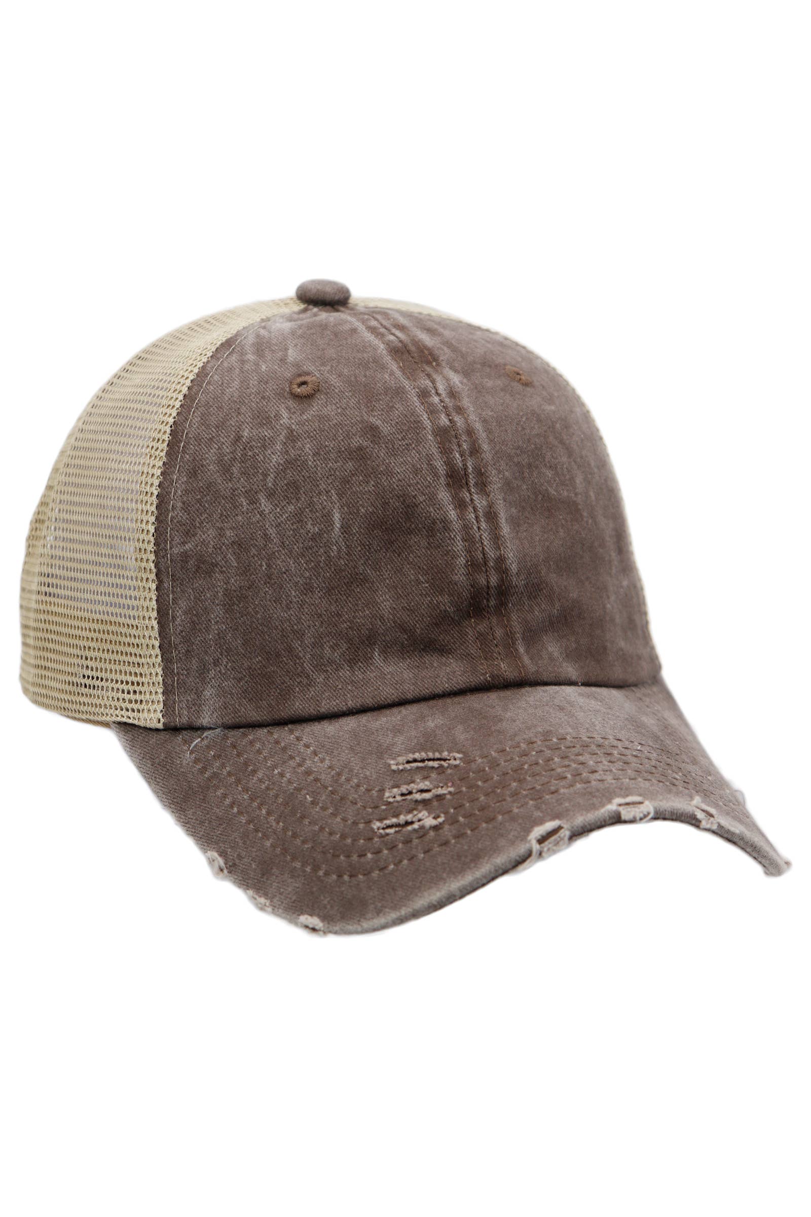 Two Tone Distressed Garment Dye Unstructured Trucker Hat