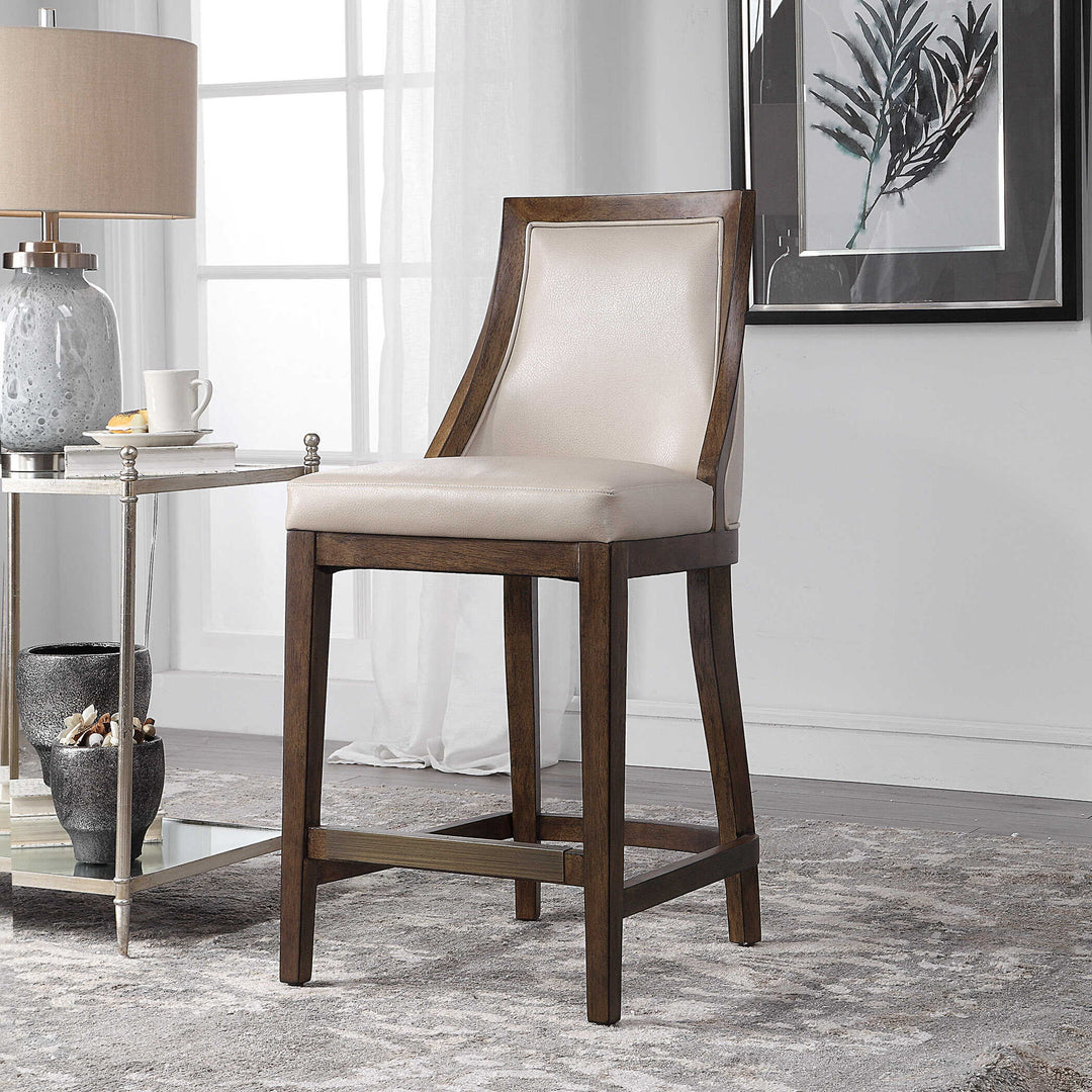 Purcell - Leather Counter Stool - Beige