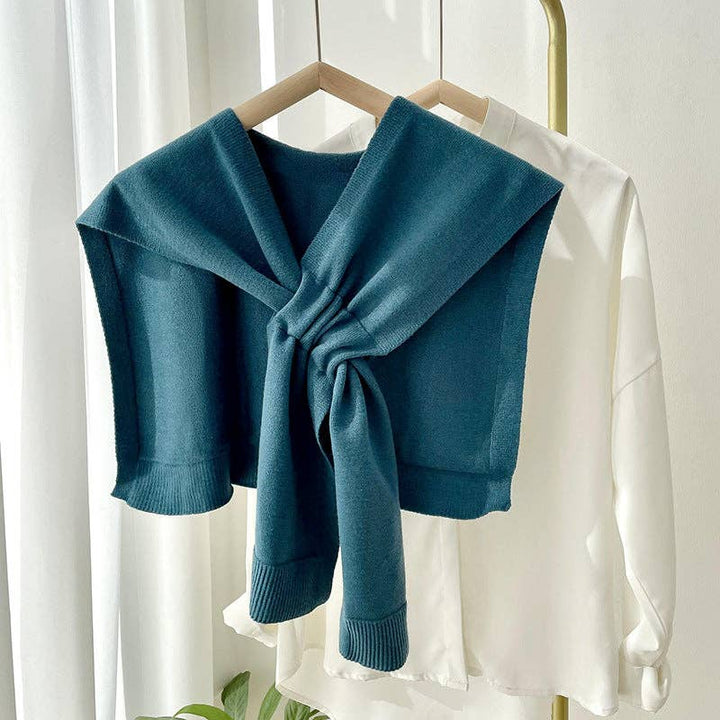 Knitted Crossed Solid Shawl: White / 90cm
