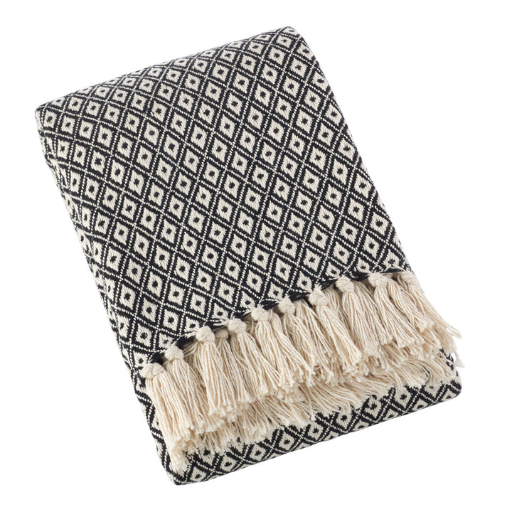Soft Cotton Diamond Weave Throw: Natural / 50"x60"