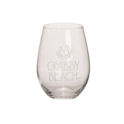 SALE Crabby Beach Stemless Wine Glass