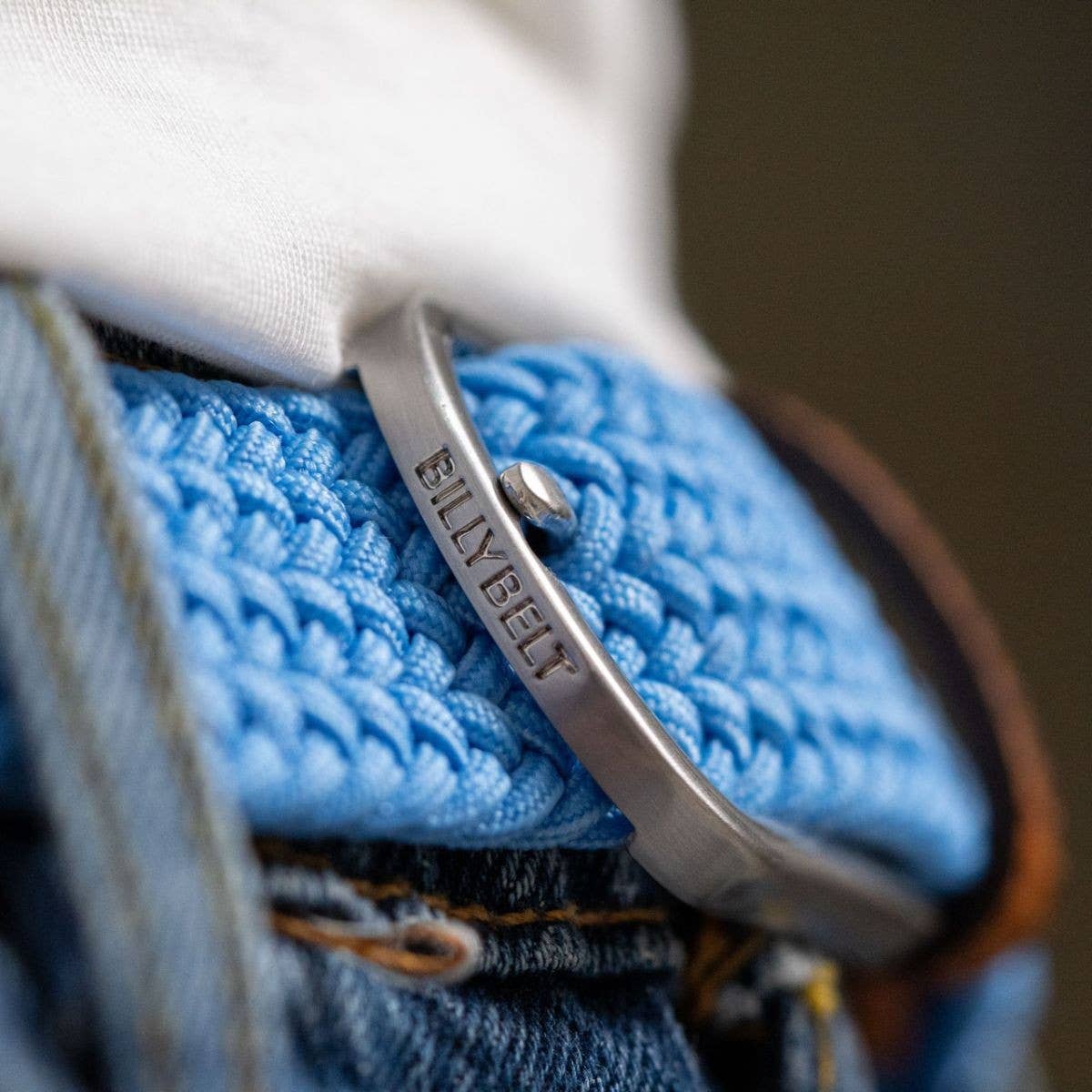 Alaska Blue elastic braided belt: Size 2