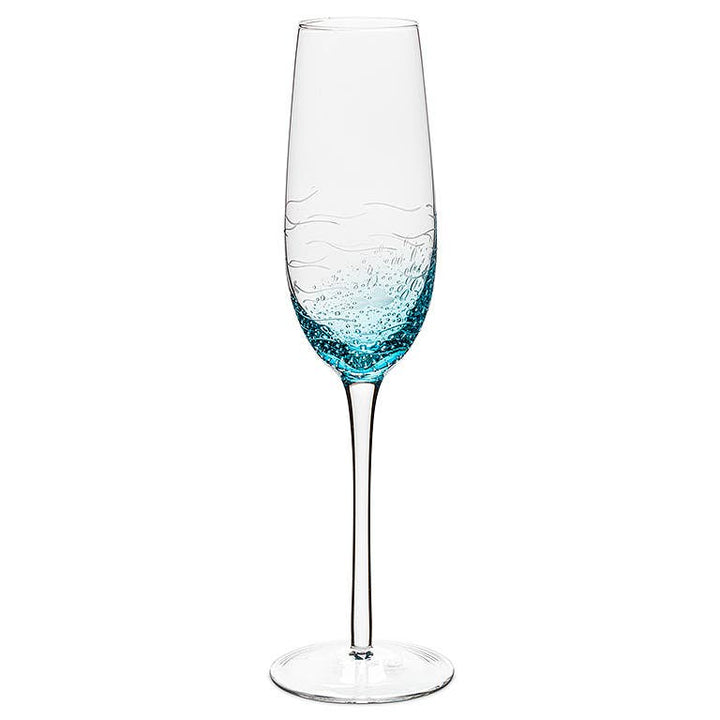 Blu/Clear Fish Cut Flute-10"H(10oz)-2526