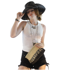 Sun Hats: Pinstripe Packable 5" & 7" Brim Raffia Straw: 7" Brim / Natural w/black Pinstripes