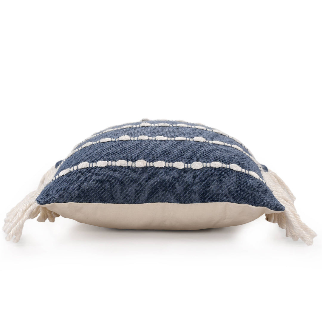 Dana Striped Cotton Blend Throw Pillow, 20" x 20" Navy/Ivory