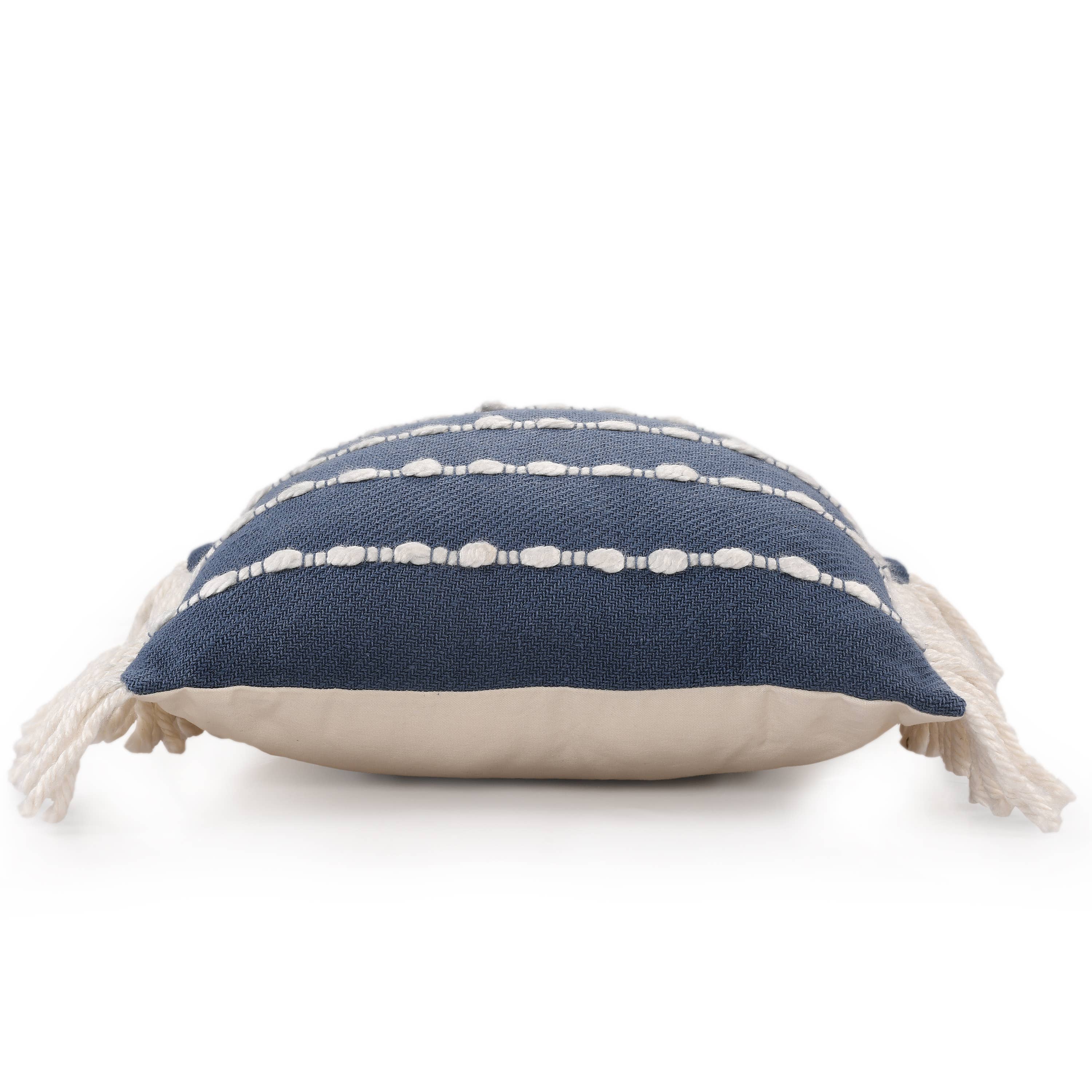 Dana Striped Cotton Blend Throw Pillow, 20" x 20" Navy/Ivory