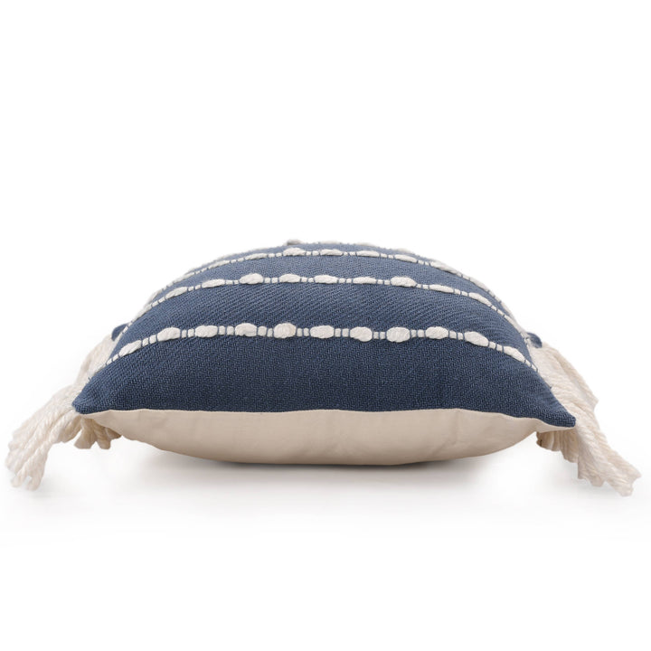 Dana Striped Cotton Blend Throw Pillow, 20" x 20" Navy/Ivory