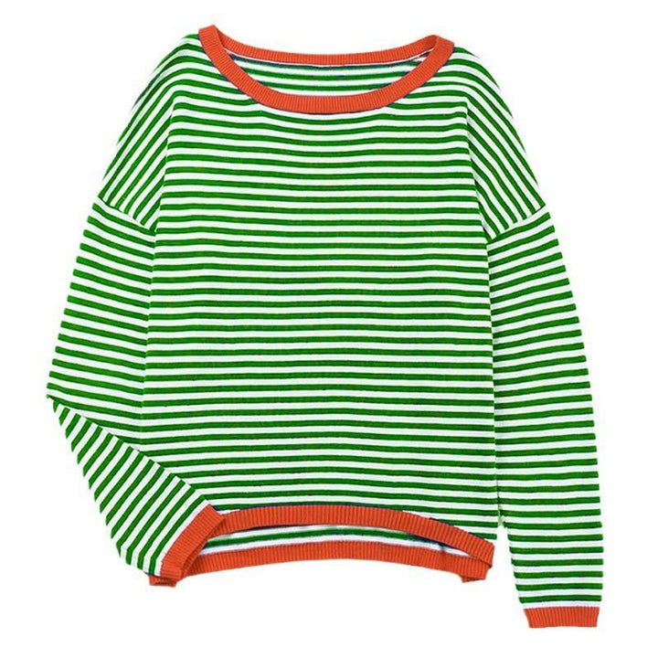 CWOSWL0811_ Long Sleeve Loose Neck Pullover Sweater: White / (S) 1
