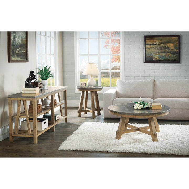 Weatherford - Round Cocktail Table - Reclaimed Natural Pine