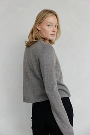 The Molly Cardigan | Lightweight Cropped Cardigan: HEATHER GREY / LARGE