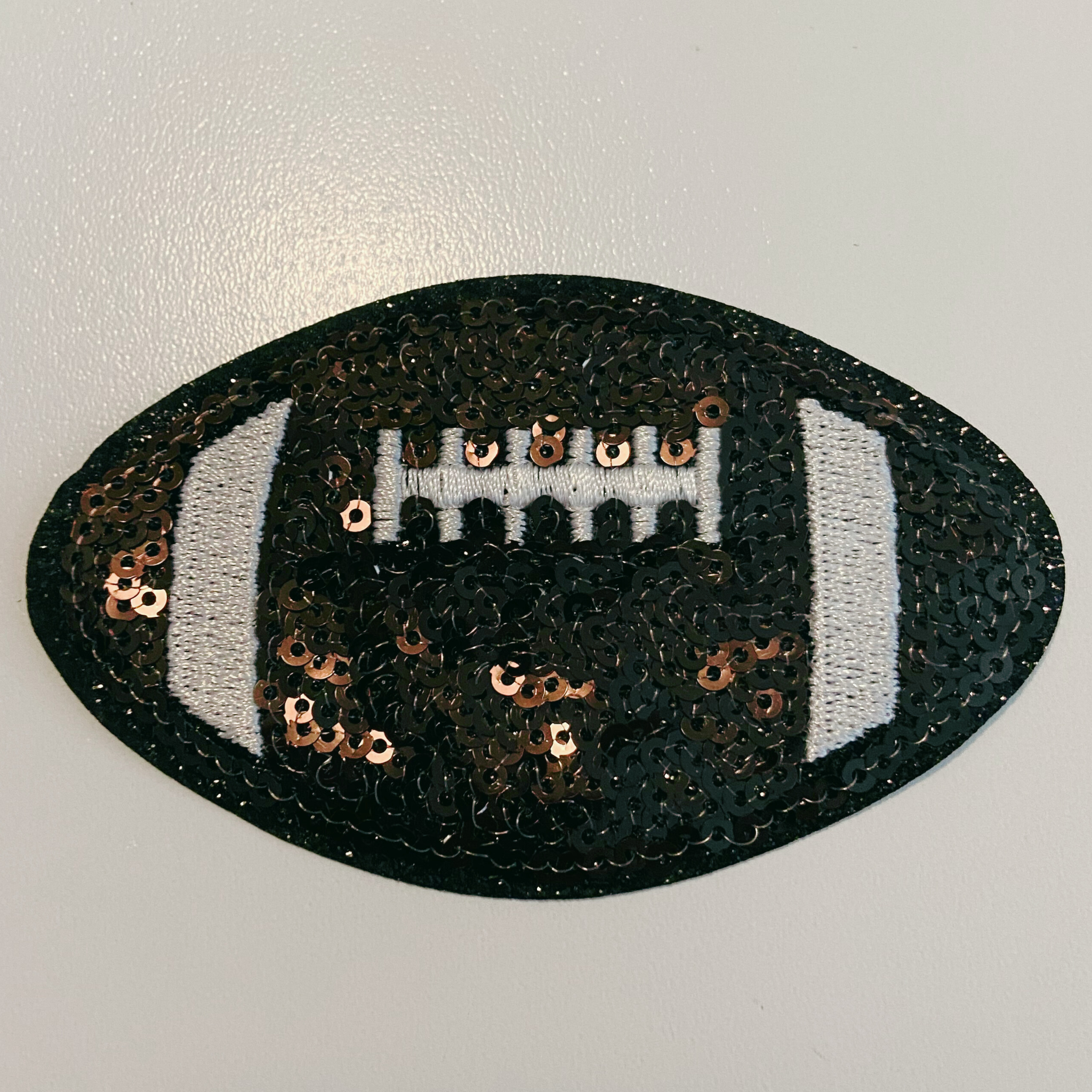3.5" sequin FOOTBALL  -  Embroidered Hat Patch