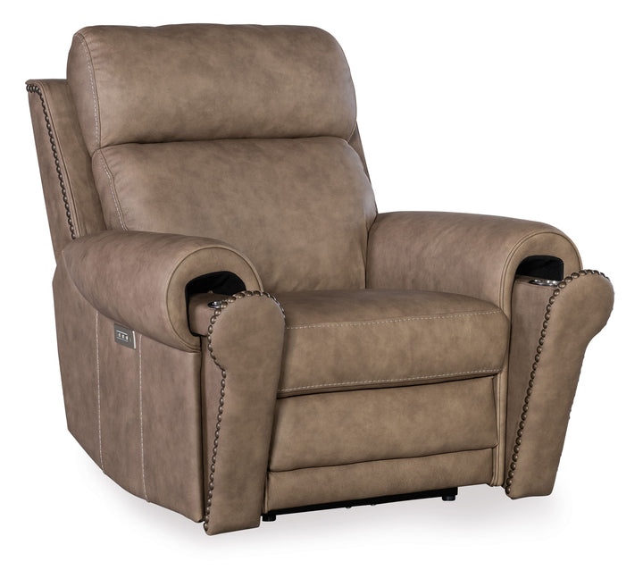 Duncan - Power Recliner With Power Headrest & Lumbar - Light Brown