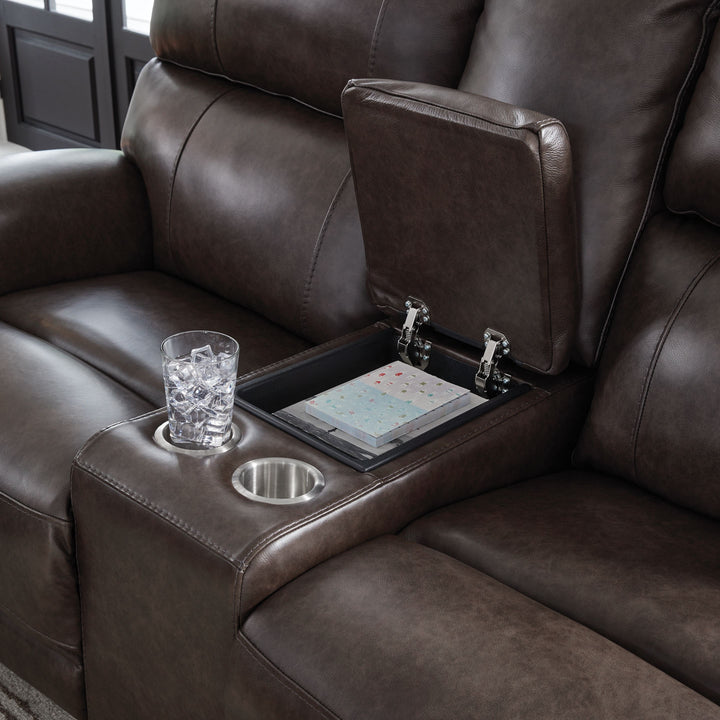 Crossplex - Smoke - Power Recline Loveseat / Console / Adjustable Headrest