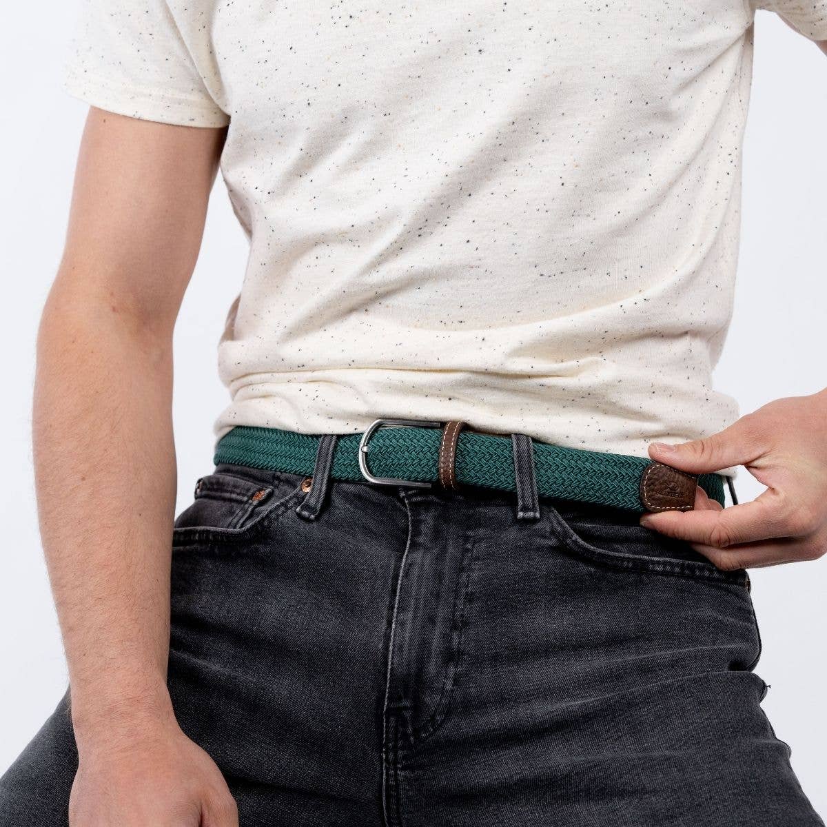 Green pine elastic braided belt: Size 2