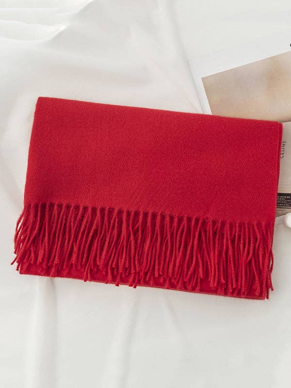Keep Warm Solid Color Tasseled Shawl&Scarf: DEEP GREEN / One_size
