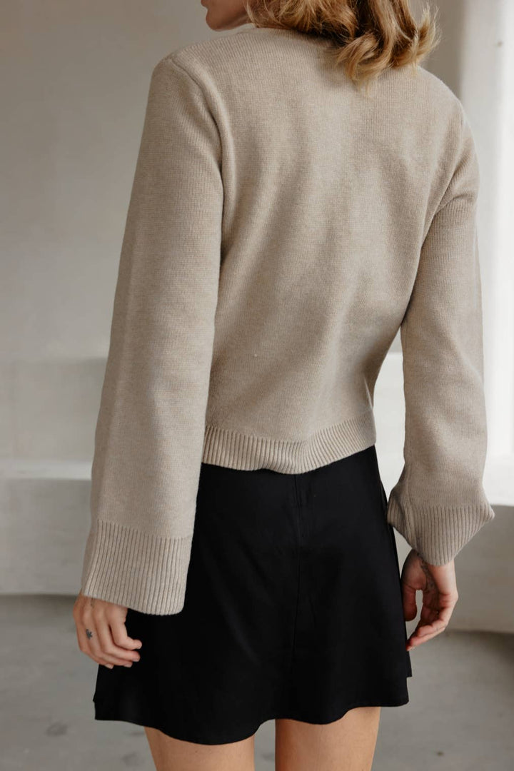 The Tyler Cardigan | Bell Sleeve Buttoned Cardigan: BLACK / MEDIUM
