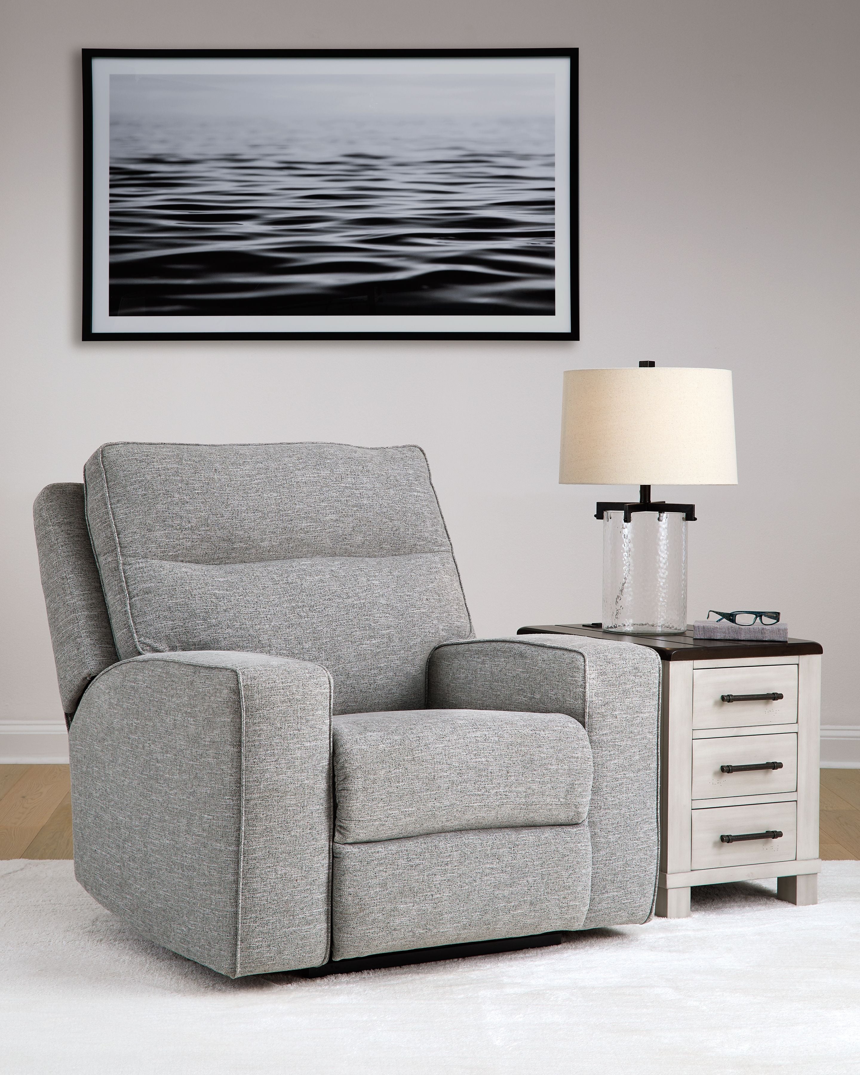 Biscoe - Power Recliner /Adj Headrest - Pewter