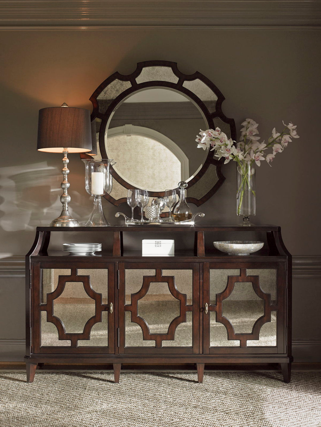 Kensington Place - Del Mar Round Mirror - Dark Brown
