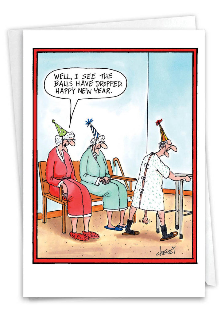 Single Christmas Card - Balls Dropped New Year