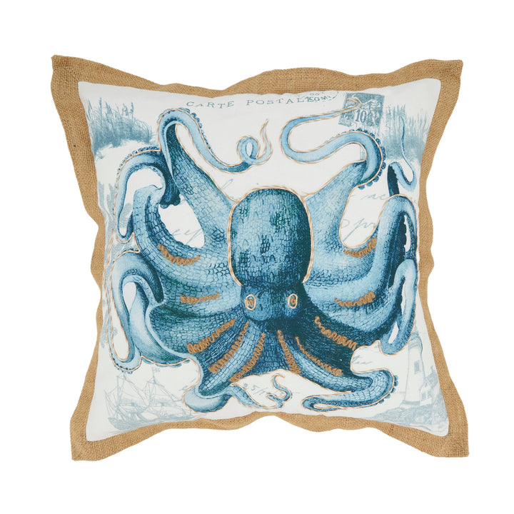 Vibrant Outdoor Octopus Pillow: Navy Blue / Cover Only / 18"