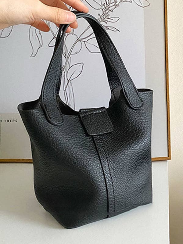Simple Casual Chic PU Solid Color 2 Pieces Bags Accessories: YELLOW / One_size