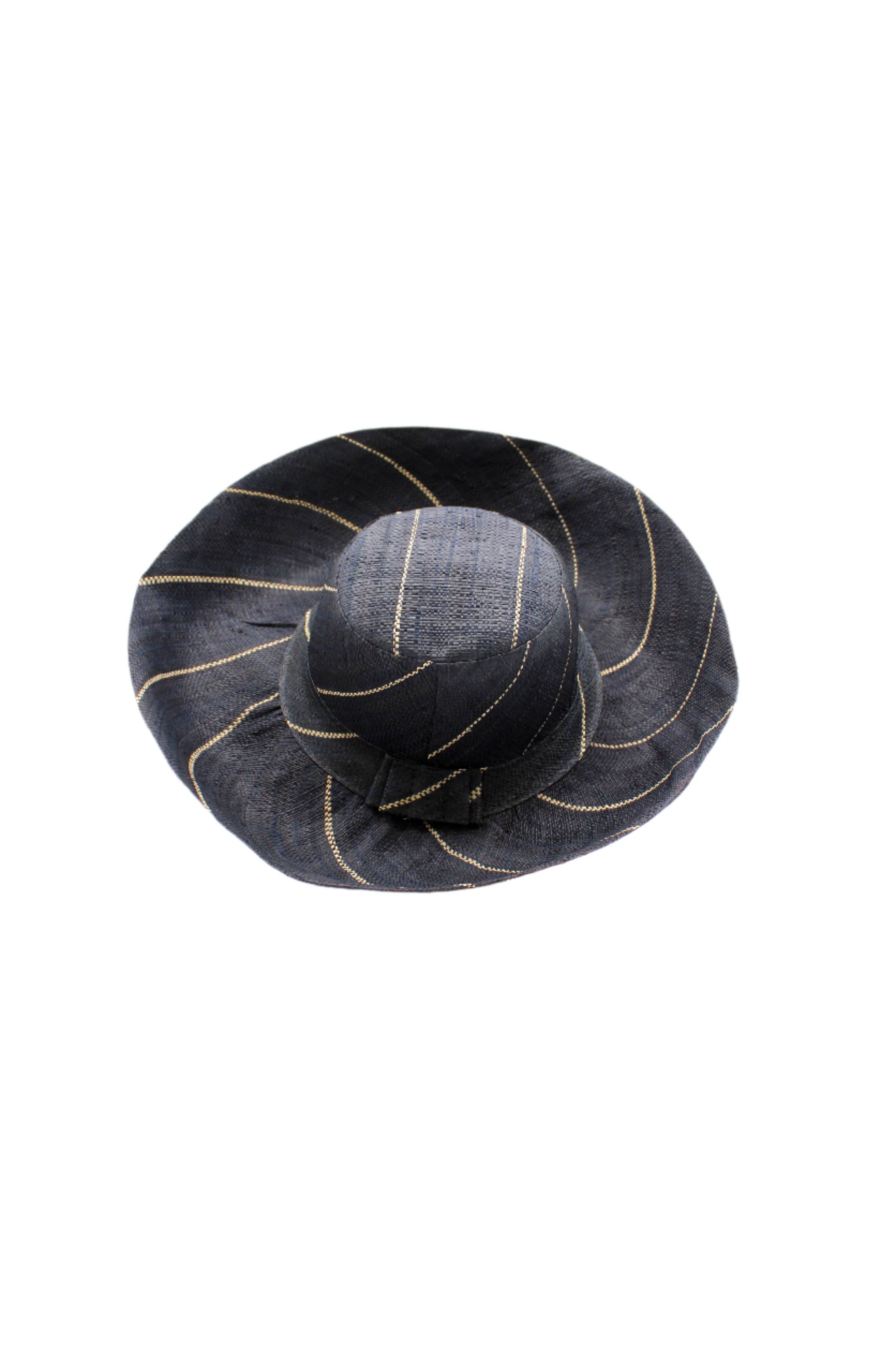 5" & 7" Wide Brim Pinstripe Packable Straw Sun Hats: Brights Multicolor Pinstripes / 7" Brim
