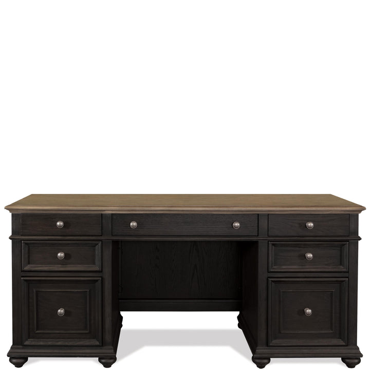Regency - Credenza Desk - Antique Oak / Matte Black