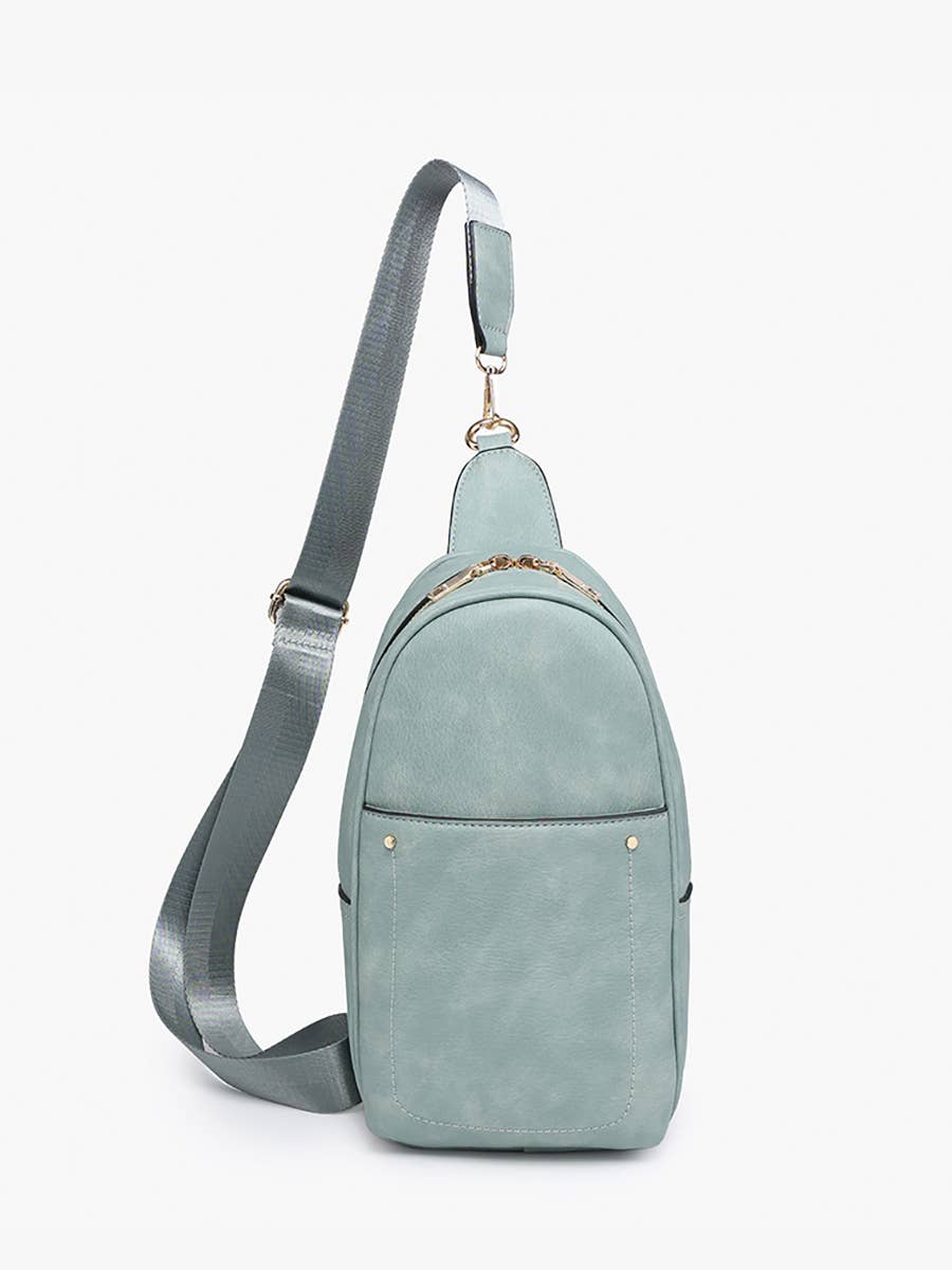 M2437 Pamela Sling Bag w/ Dbl Zip & Removable Strap: Charcoal