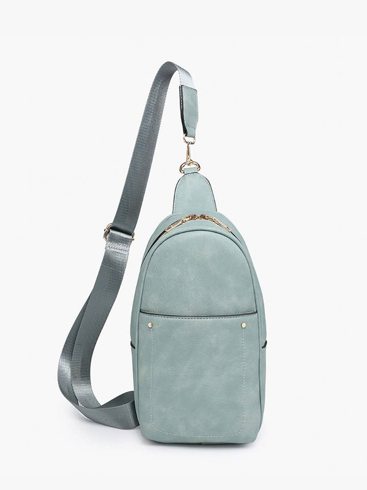 M2437 Pamela Sling Bag w/ Dbl Zip & Removable Strap: Charcoal