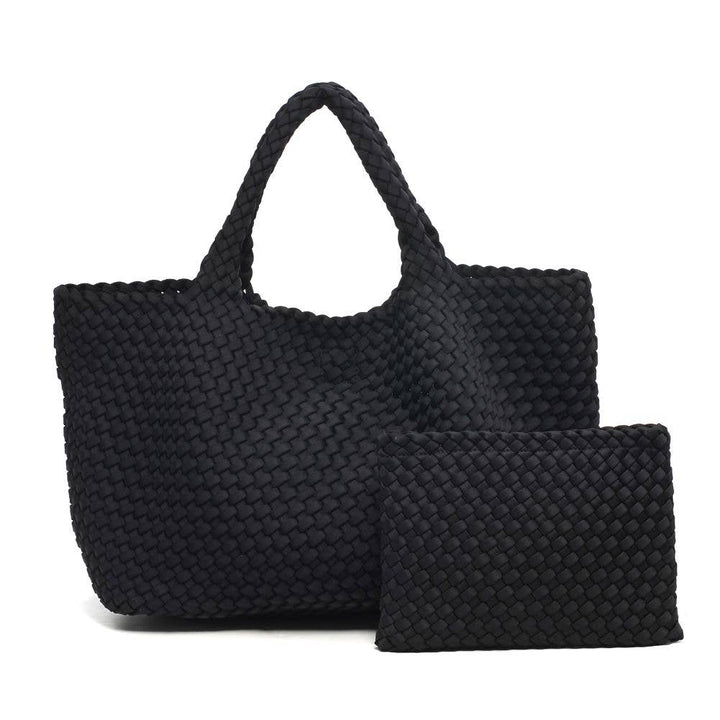 Sky's The Limit - Large Woven Neoprene Tote: Navy Nude