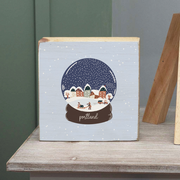 Personalized Vintage Snow Globe Village  Block