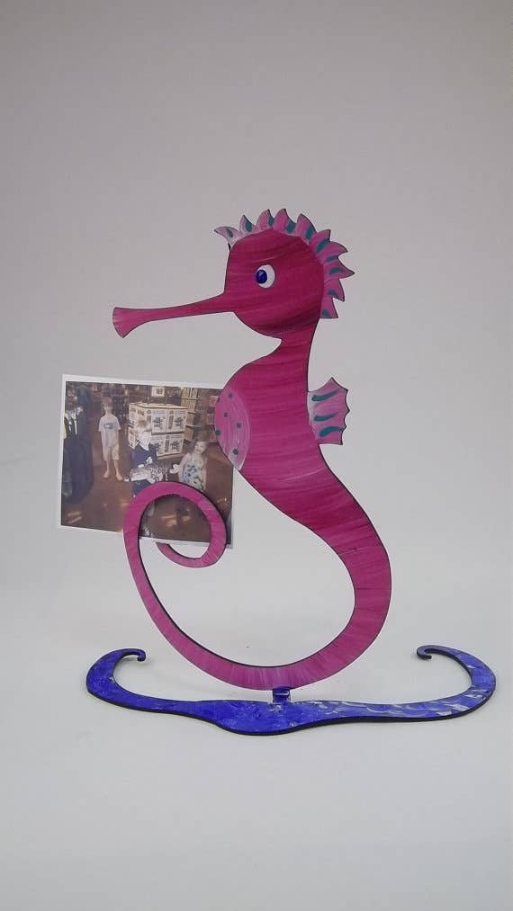 Seahorse Sculpture - Hand Painted - Small - Photo Holder