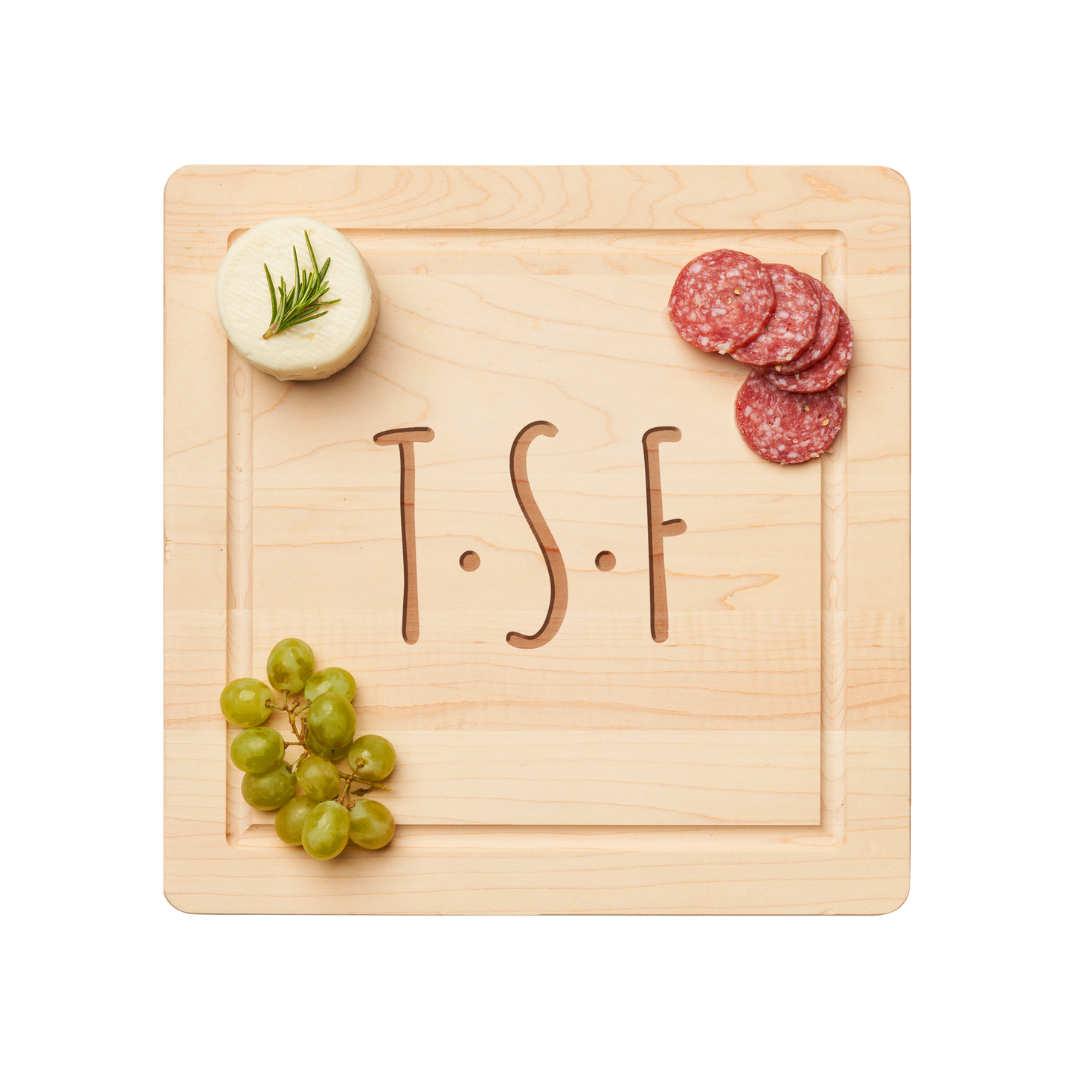 Maple Wood Cutting & Cheeseboard Square | Personalize | 12 x 12"