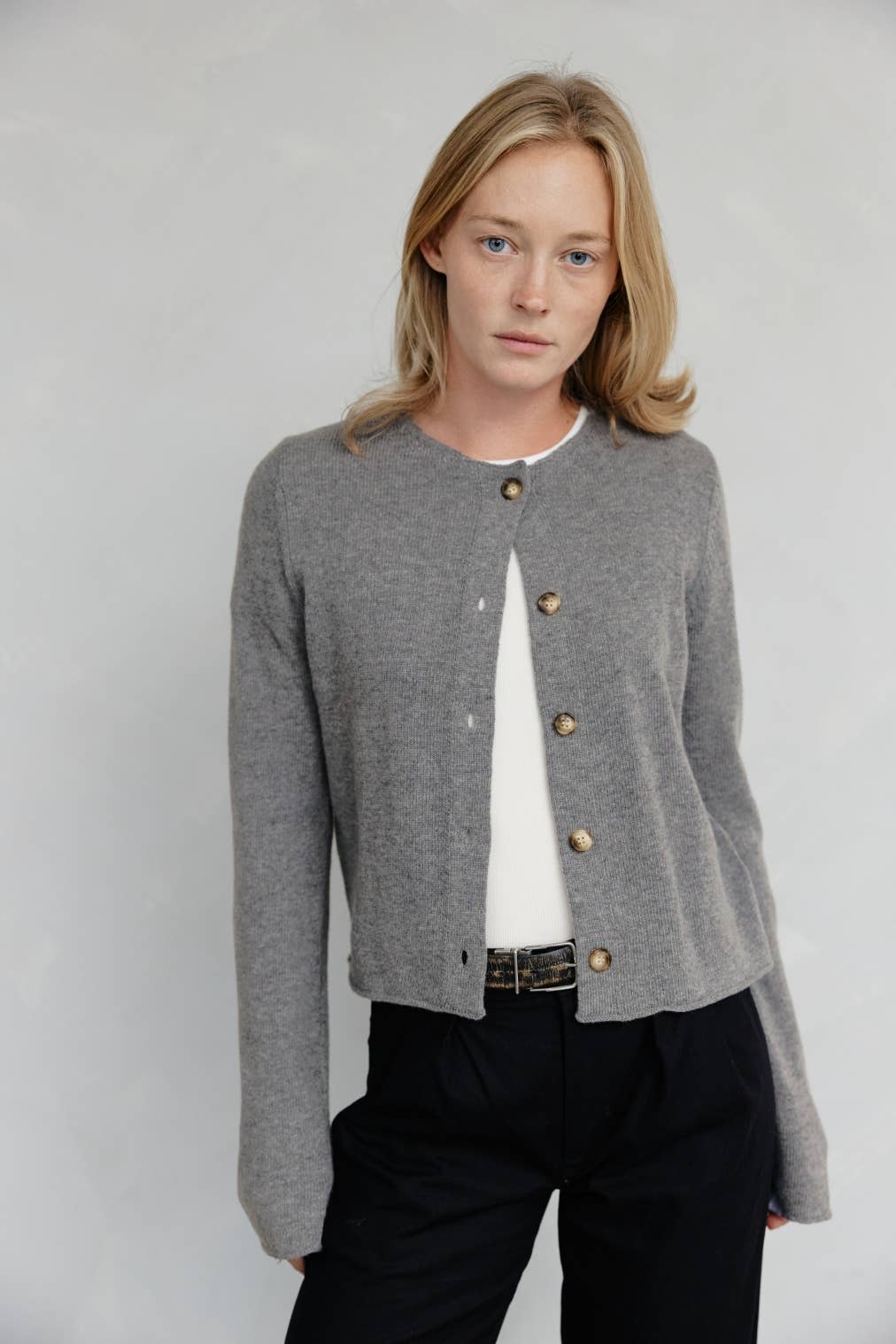 The Molly Cardigan | Lightweight Cropped Cardigan: LIGHT BLUE / MEDIUM