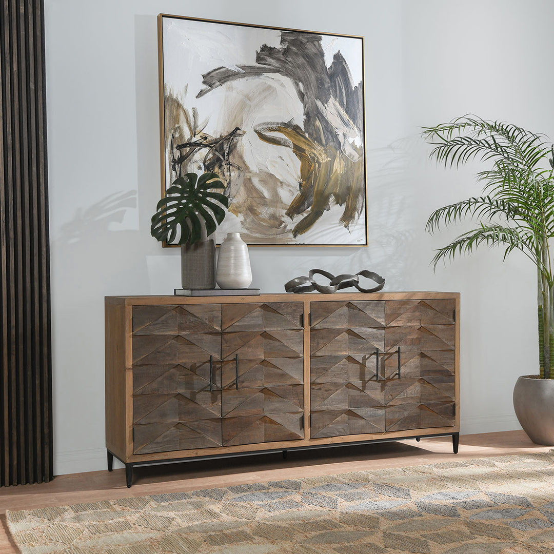 Maverick - 4 Door Sideboard - Brown/Natural