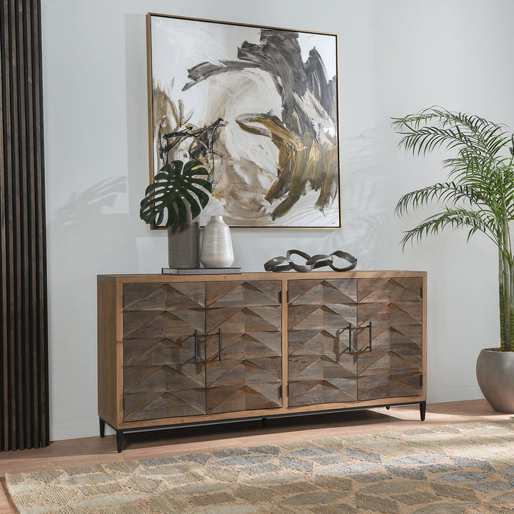Maverick - 4 Door Sideboard - Brown/Natural