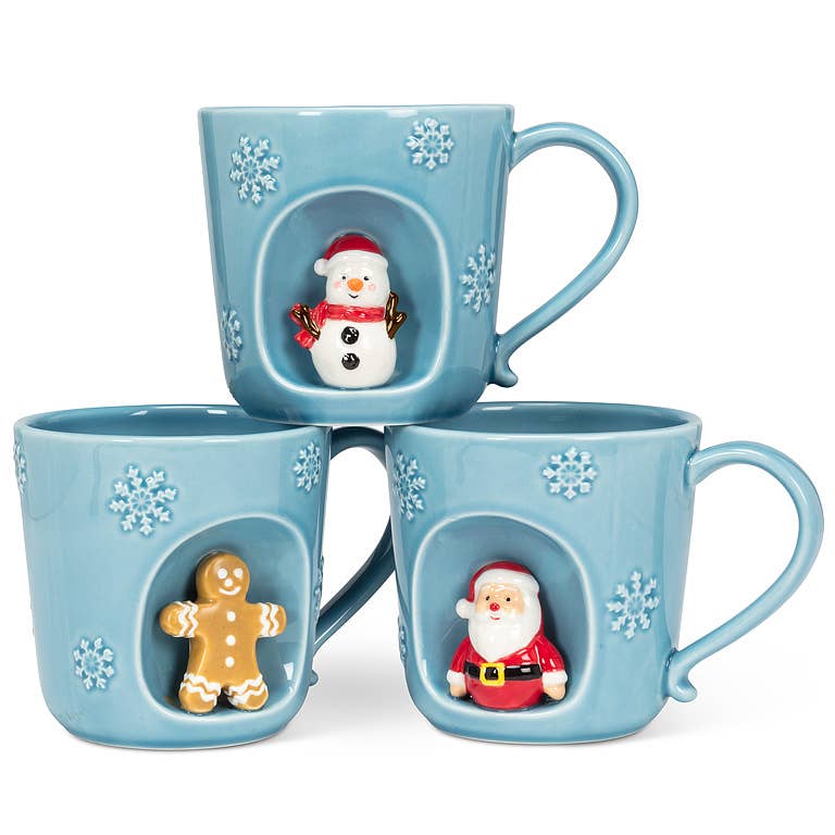 Snowflake Mug with Holiday Characters: Santa