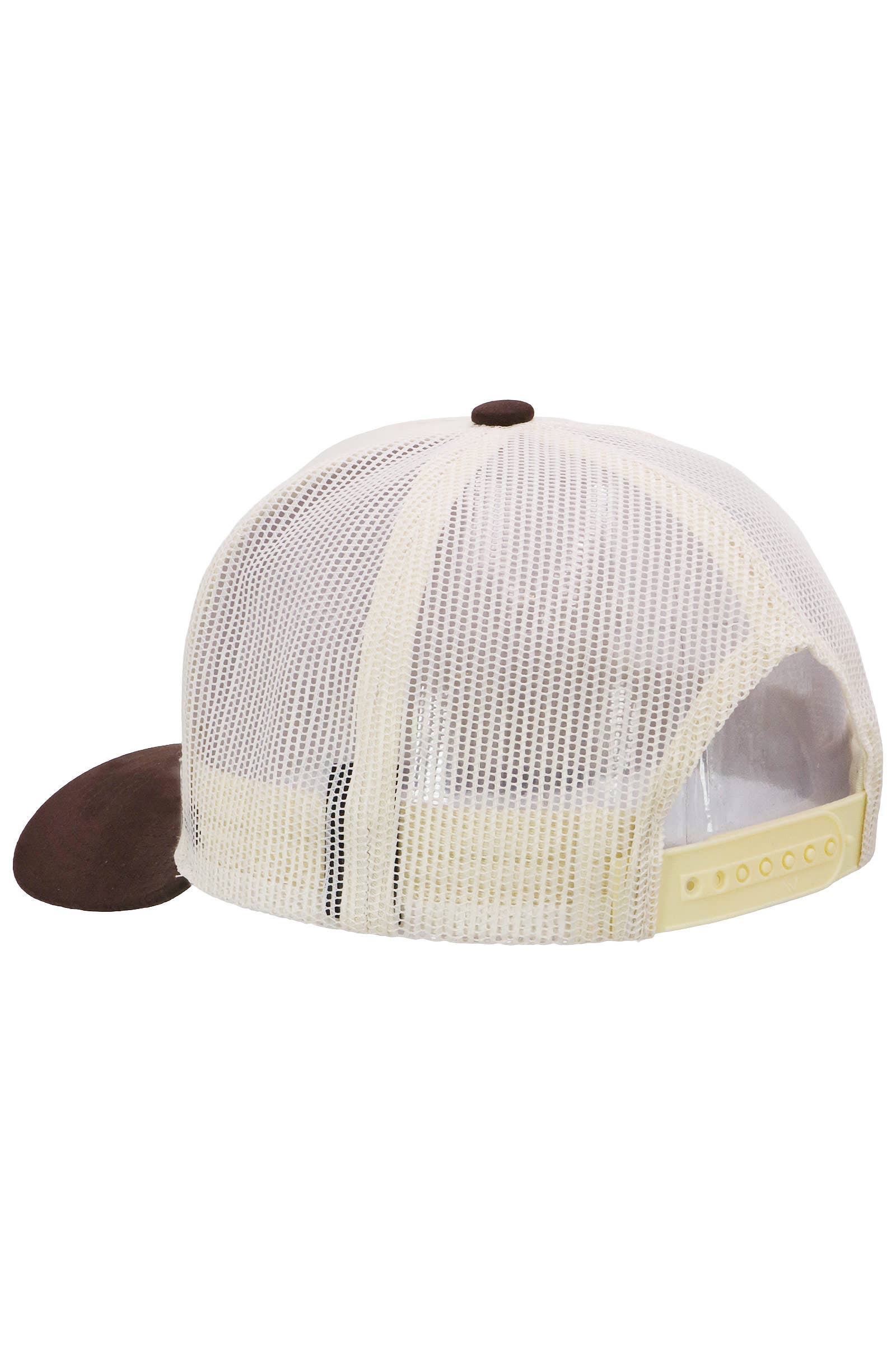 Vegan Suede 5 Panel Snap Back Trucker Hat: BEIGE/BLACK / ONE SIZE