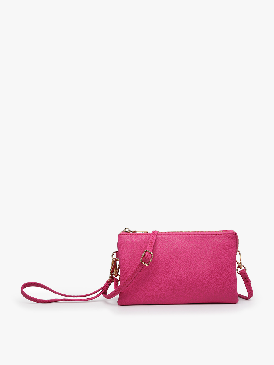 M013 Riley Monogrammable 3 Compartment Crossbody/Wristlet: Rubellite