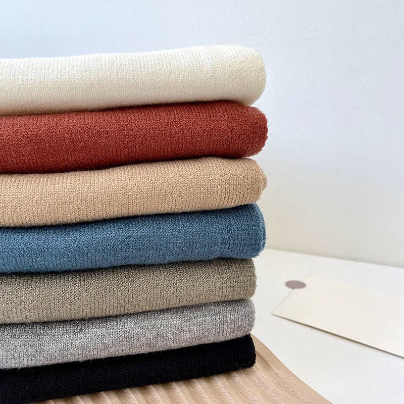 Knitted Crossed Solid Shawl: Khaki / 90cm