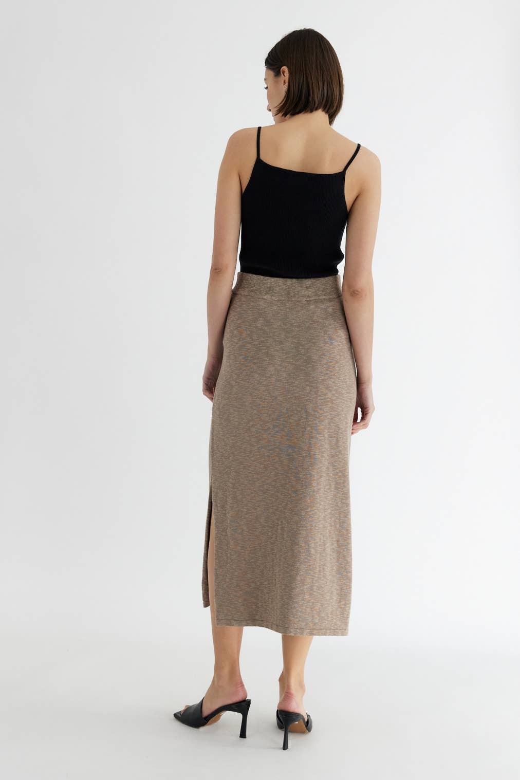 The Rosey Skirt | Midi Skirt with Side Slit: BLACK / SMALL
