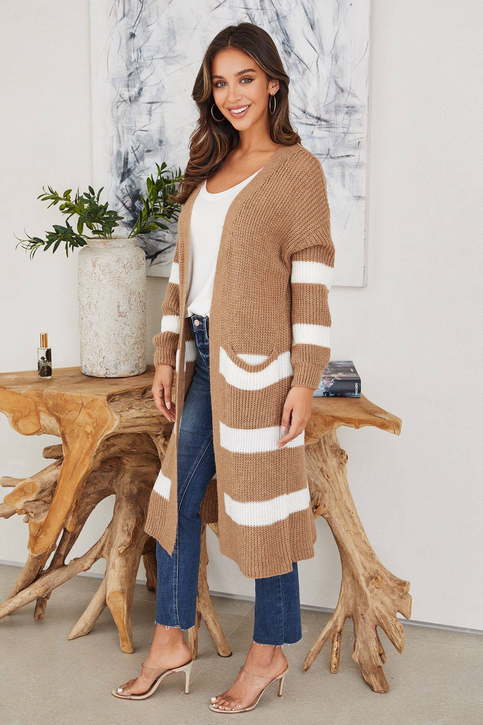 3662-STRIPES-CAMEL: MEDIUM/LARGE
