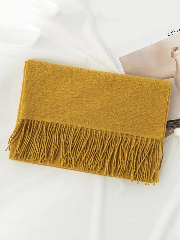 Keep Warm Solid Color Tasseled Shawl&Scarf: DEEP GREEN / One_size