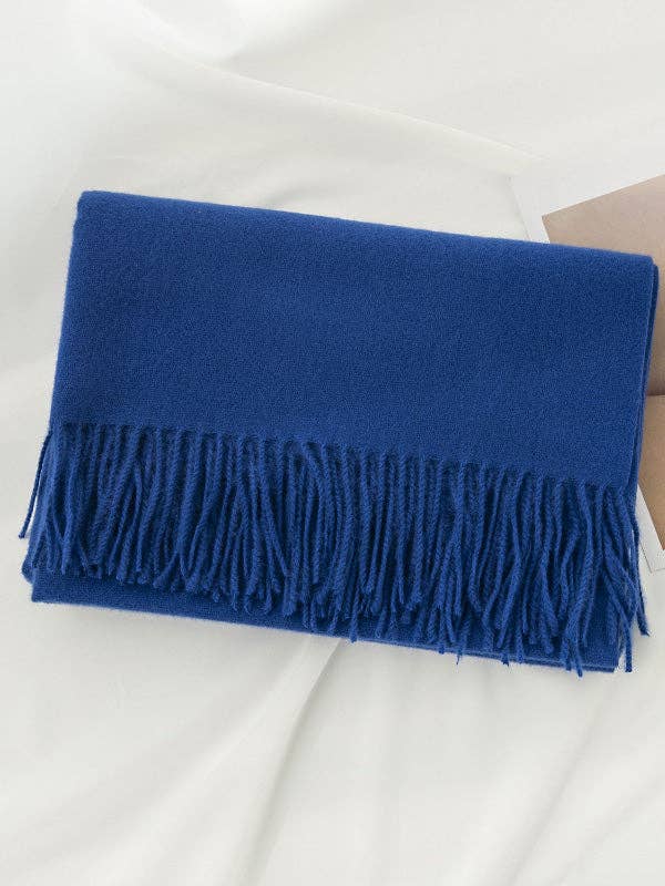 Keep Warm Solid Color Tasseled Shawl&Scarf: DEEP GREEN / One_size